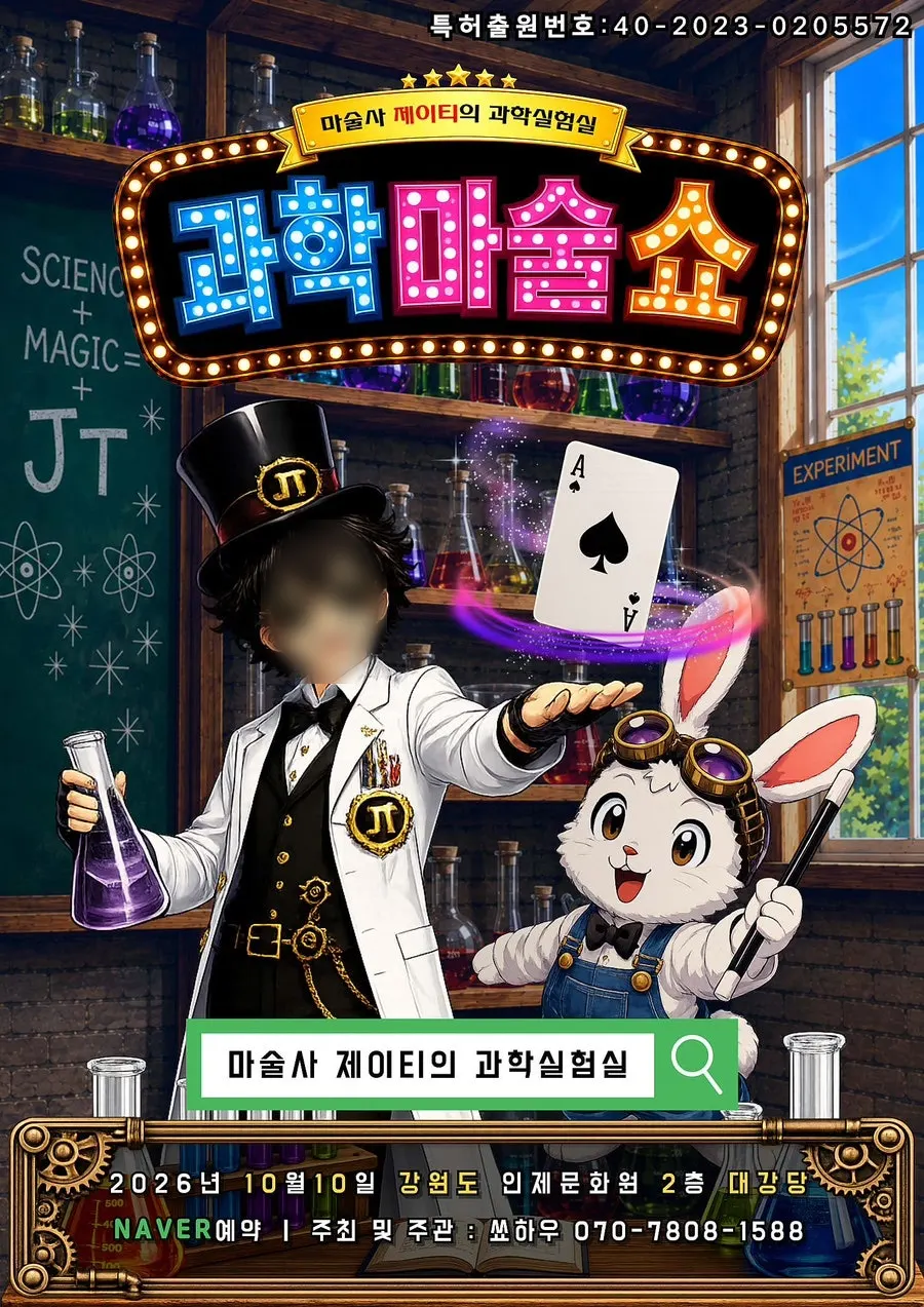 마술사 제이티의 과학실험실 공연 안내 포스터