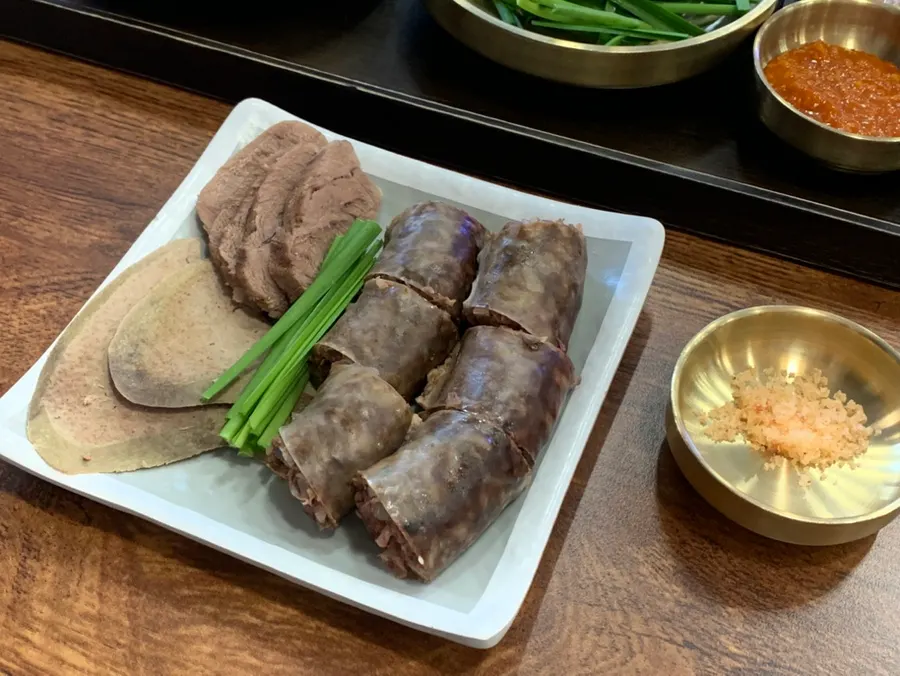 Basic side dishes in brass bowls