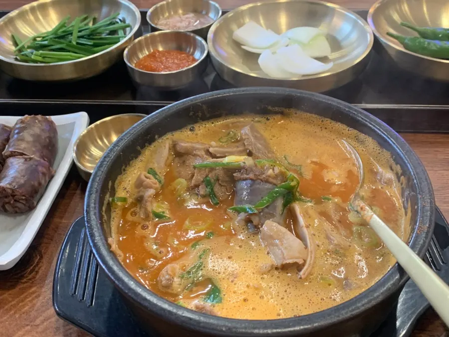 Sundae soup with rice and gopchang