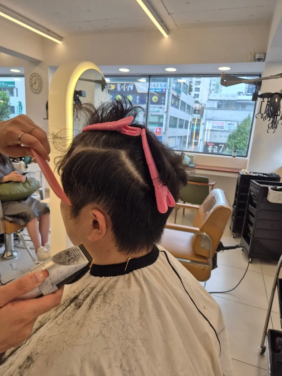 프리미엄펌 시술 준비 모습