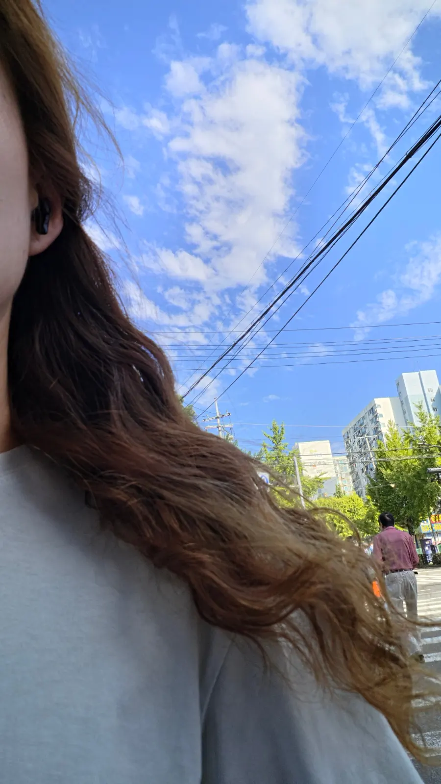 뿌리와 앞머리 정리 후 긴 머리 변화