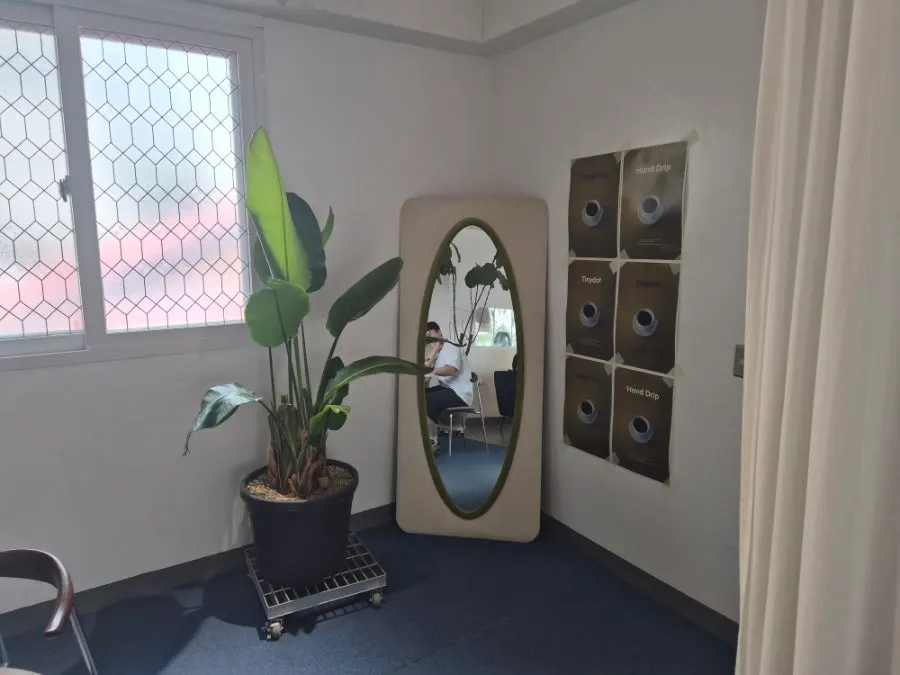 Space in front of the mirror on Tiny Dot's 2nd floor