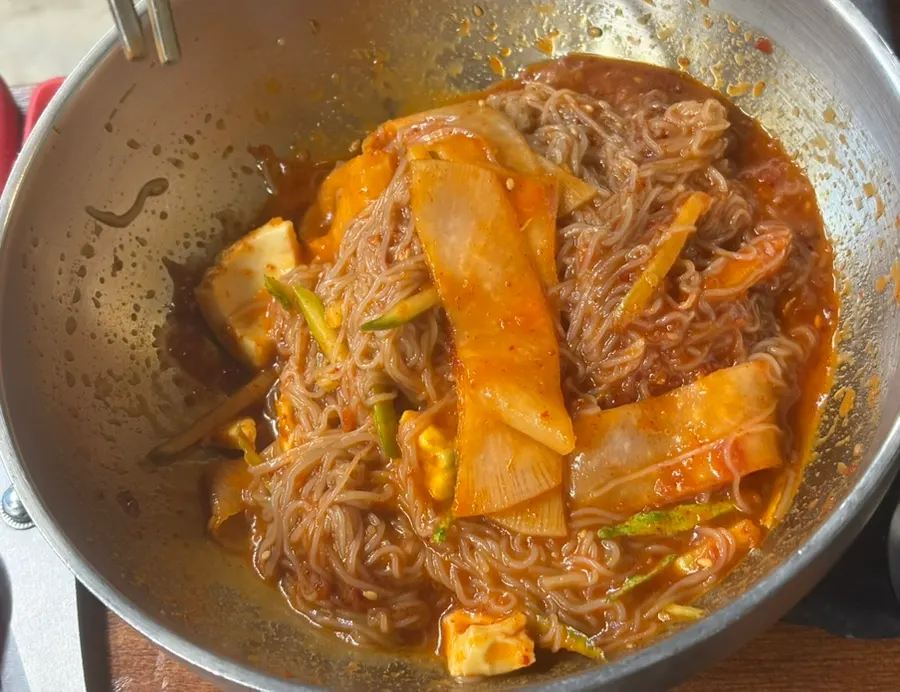 A bowl of handmade seasoned bibim-naengmyeon