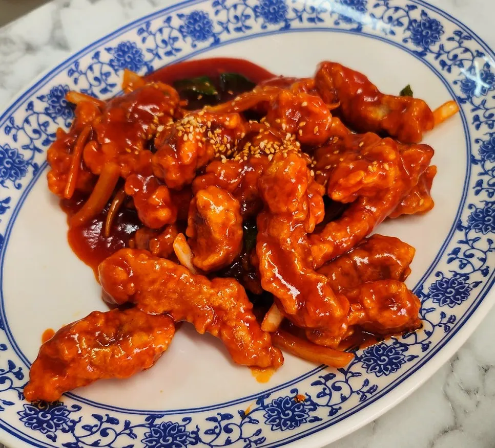 A plate of chili tangsuyuk