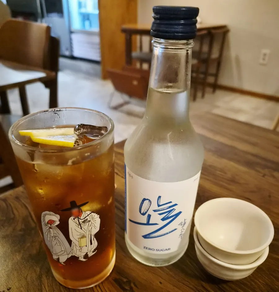 Today's rice soju and non-alcoholic Earl Grey highball at Jumak Inho