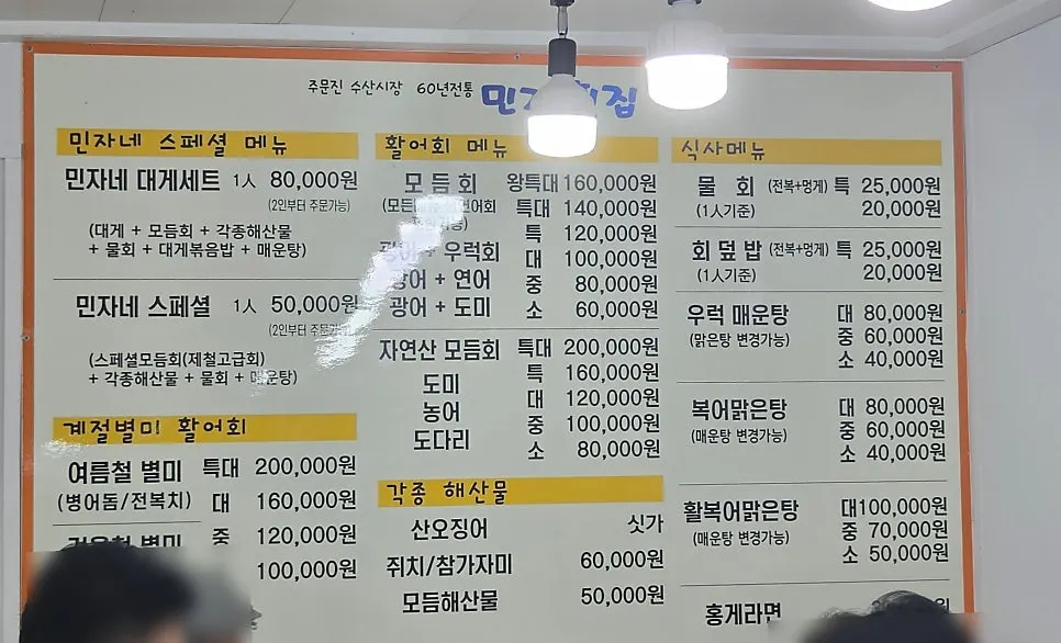 Menu board at Minja Hoetjip