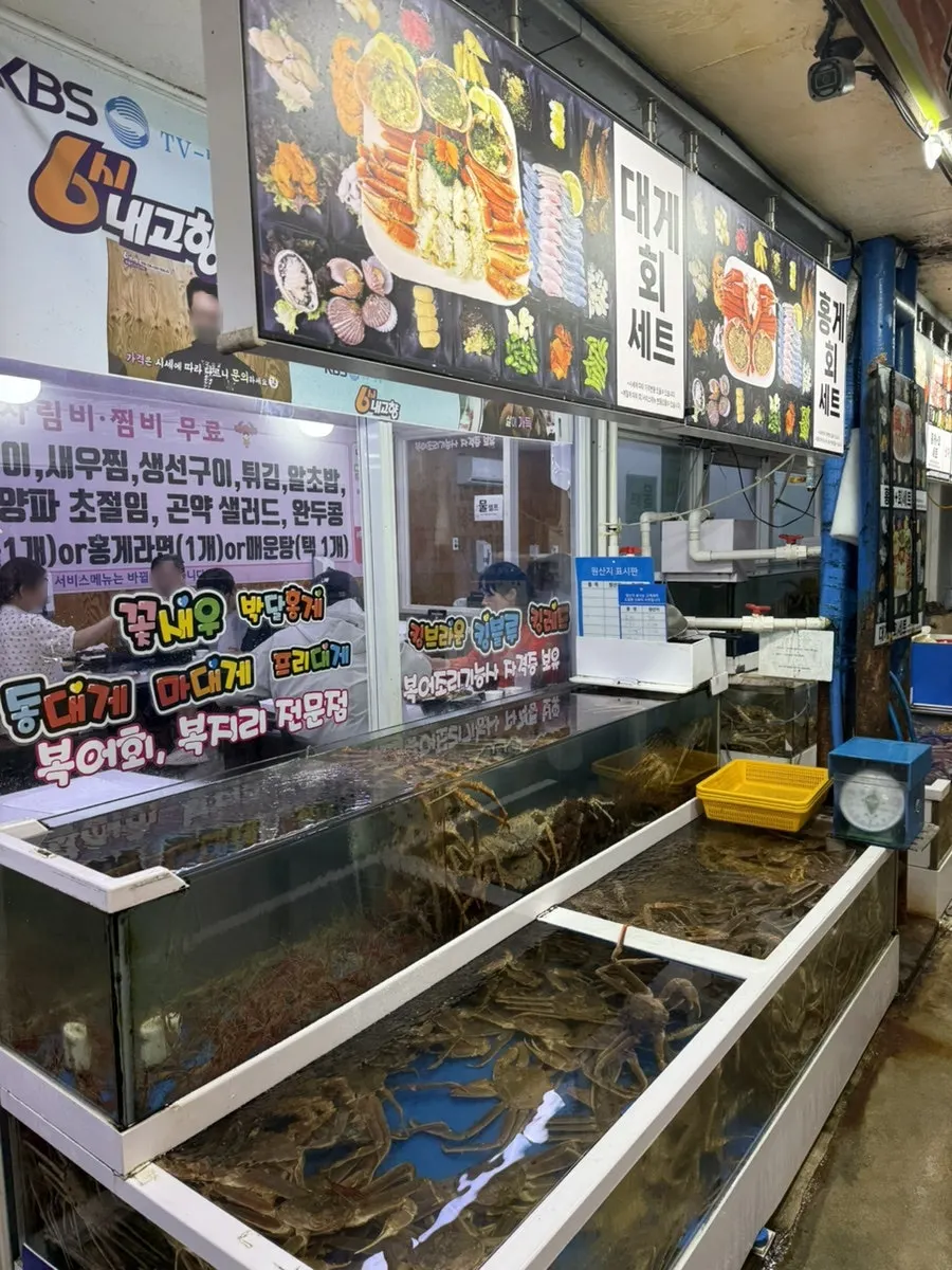 정찰제로 표기된 일출횟집 가격표