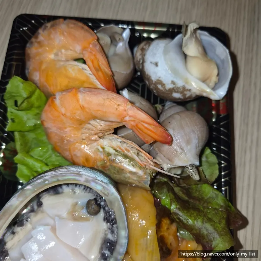 Plate of complimentary seafood