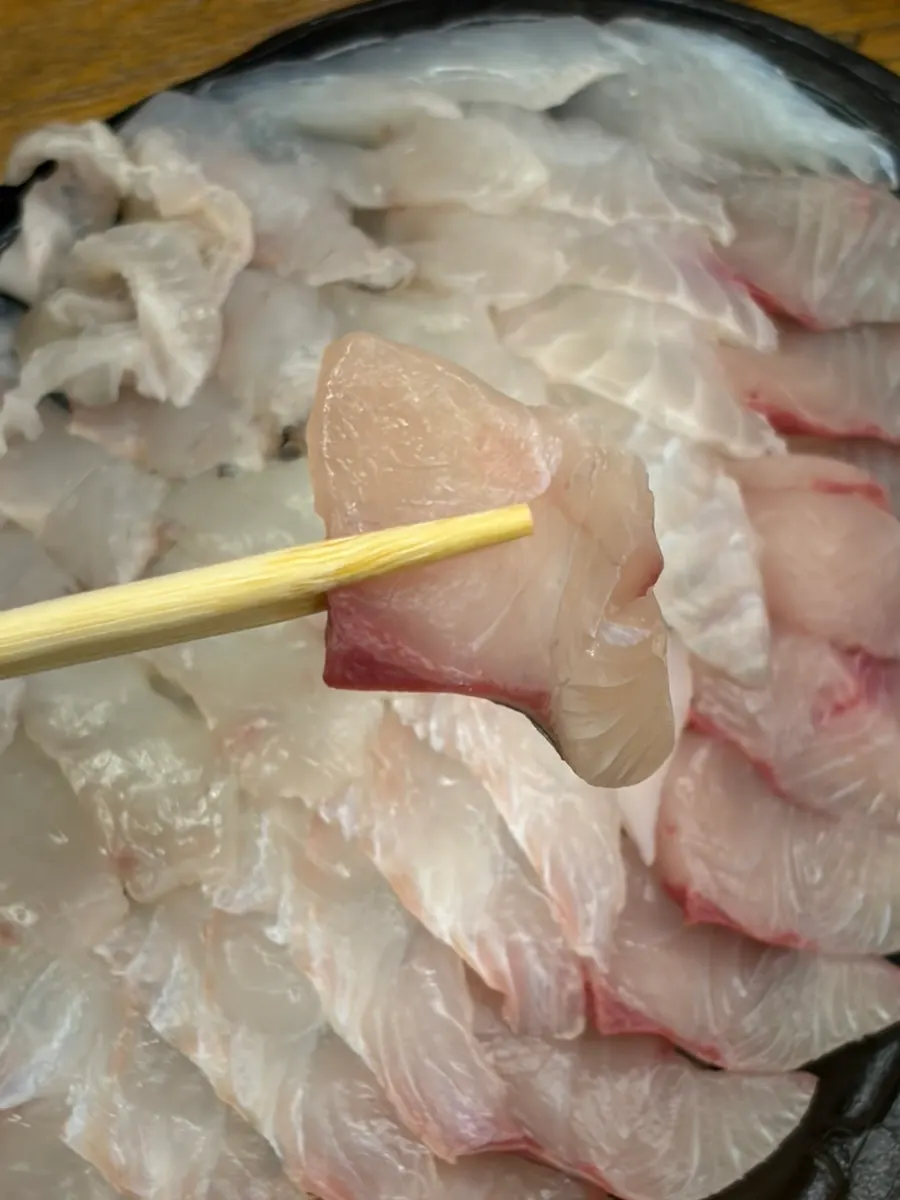 Cross-section of the assorted sashimi mix with seasonal fish
