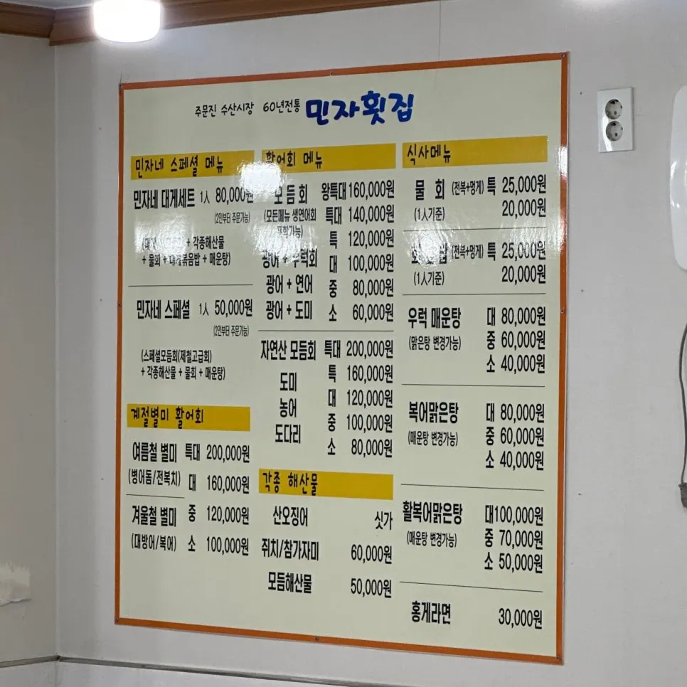 Minja Hoetjip's menu board with prices