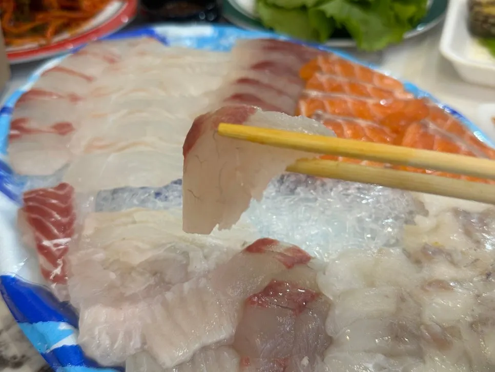 Cross-section of the thick-cut sashimi