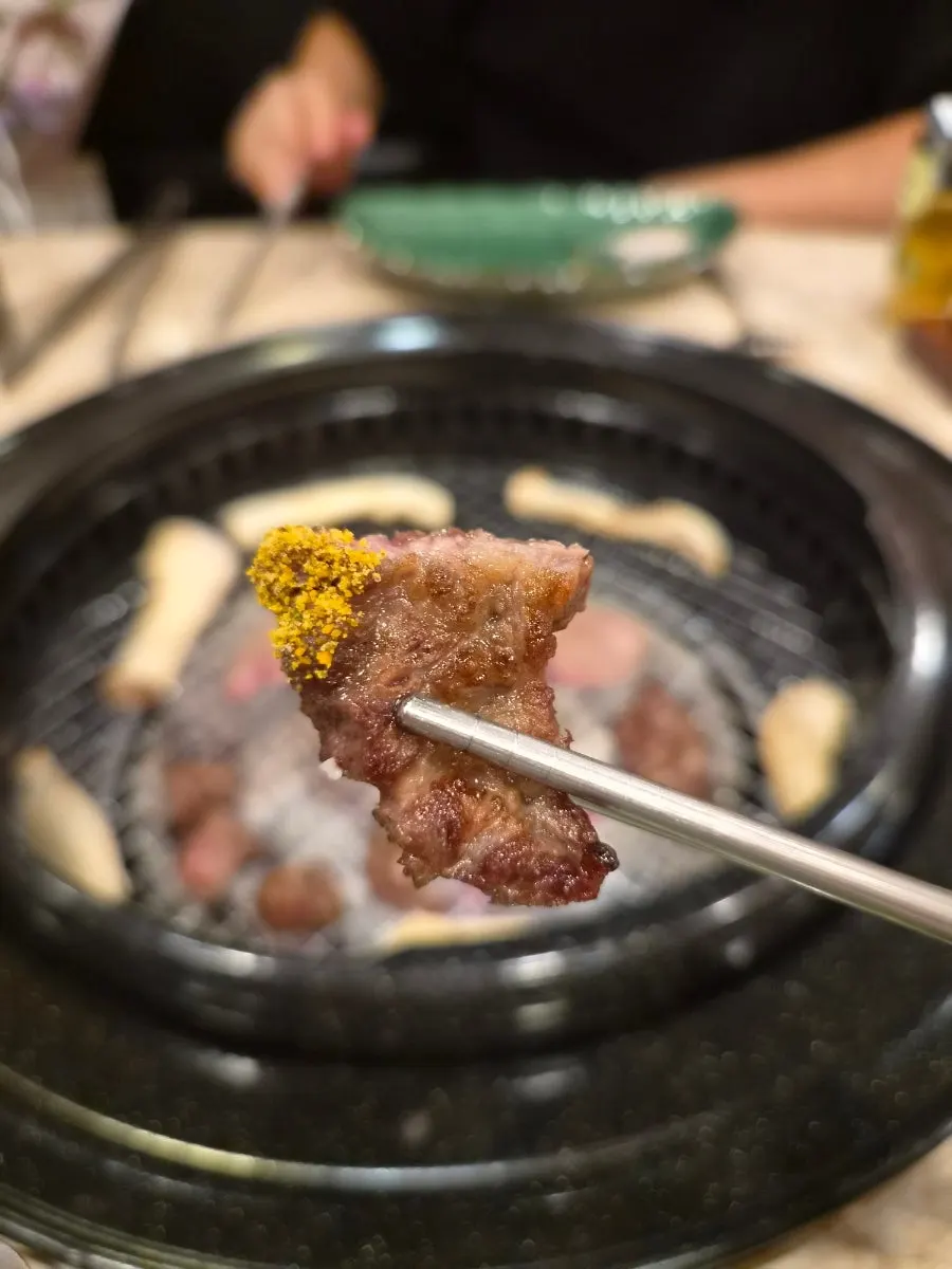 Close-up of golden grilled beef