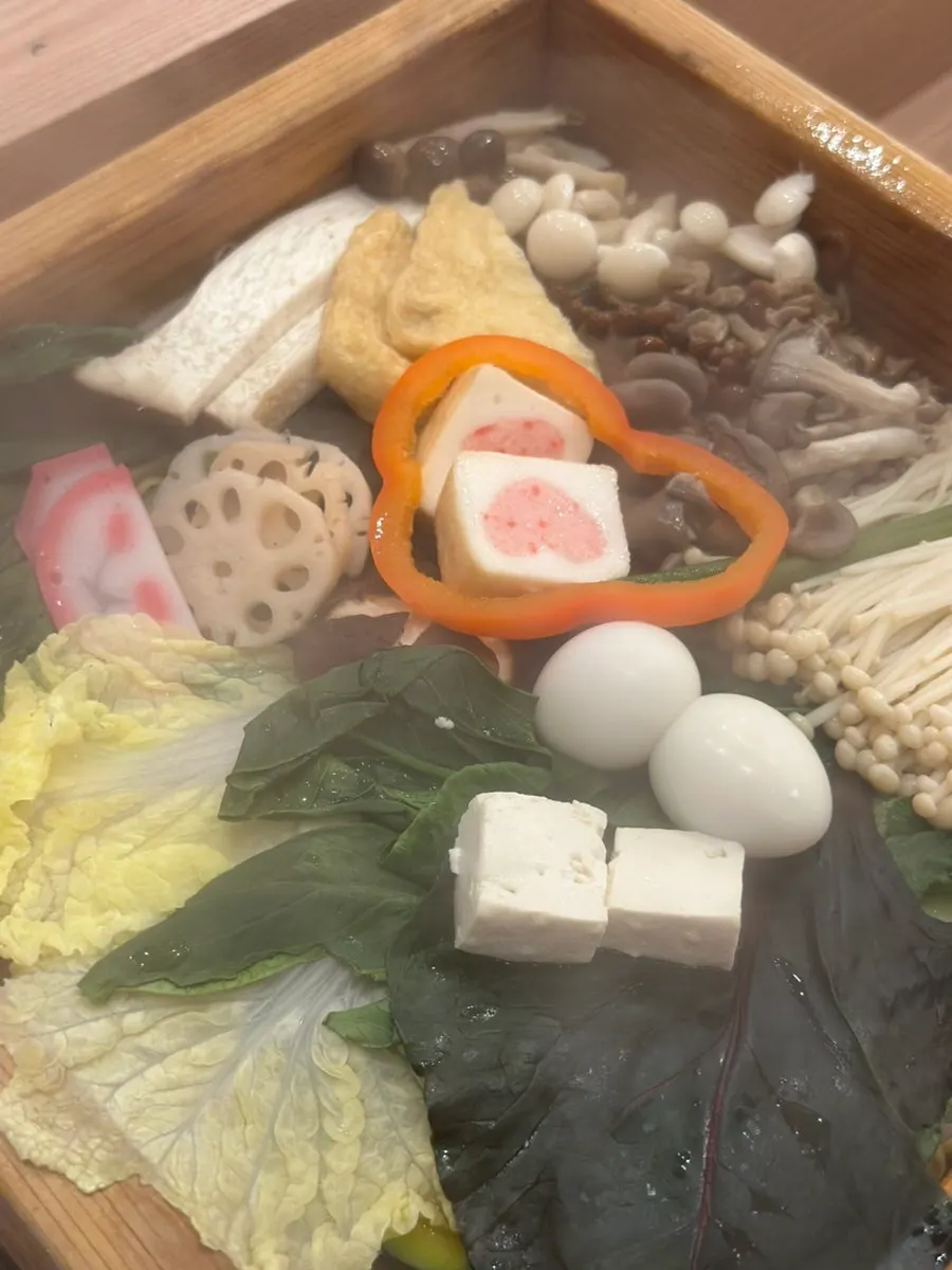 The opened seiro-mushi vegetable steamer