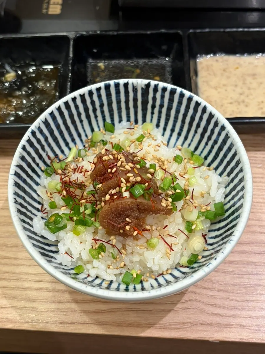 Pollock roe rice from the course meal