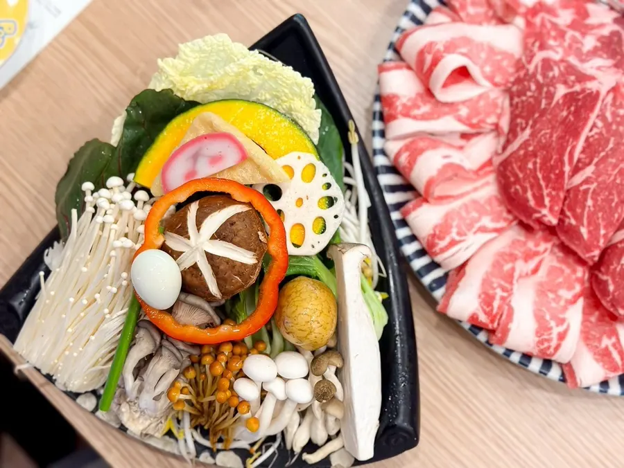 Plate of beef for shabu-shabu