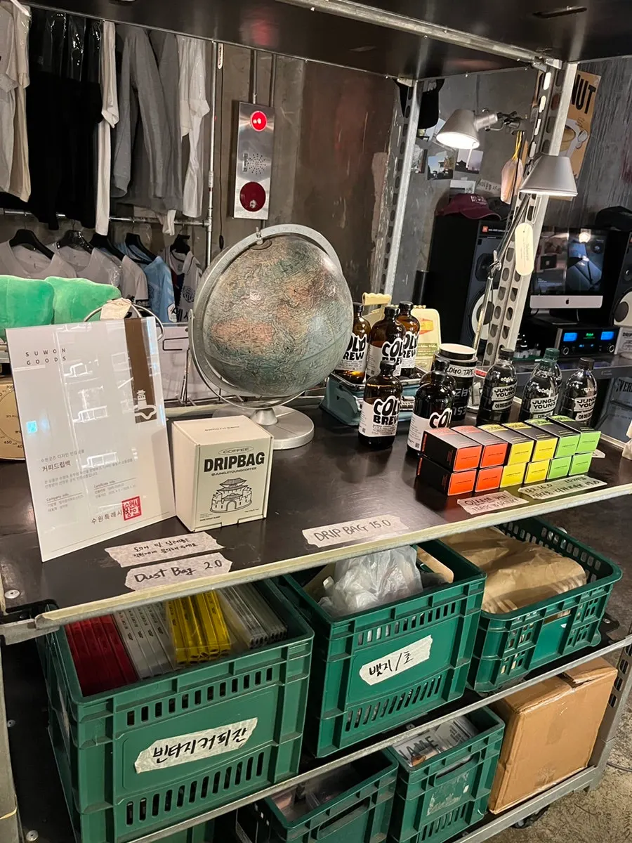 Goods display behind the order counter