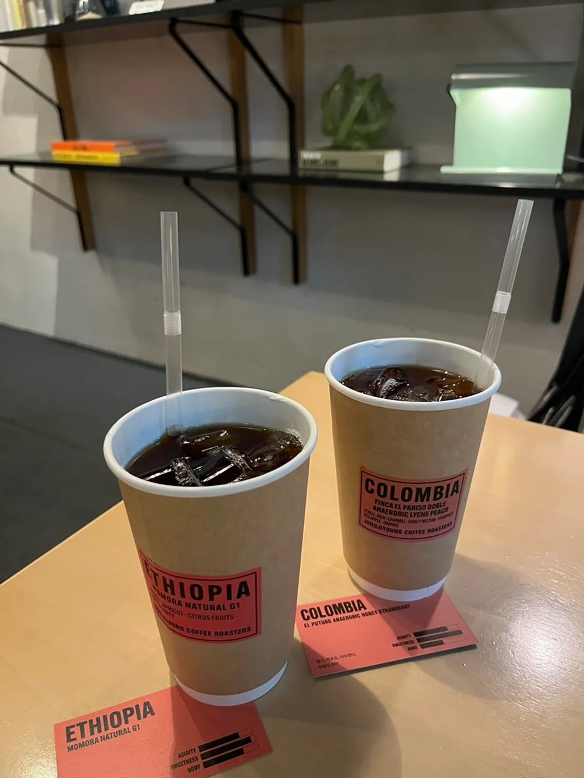 Two cups of hand-drip coffee served