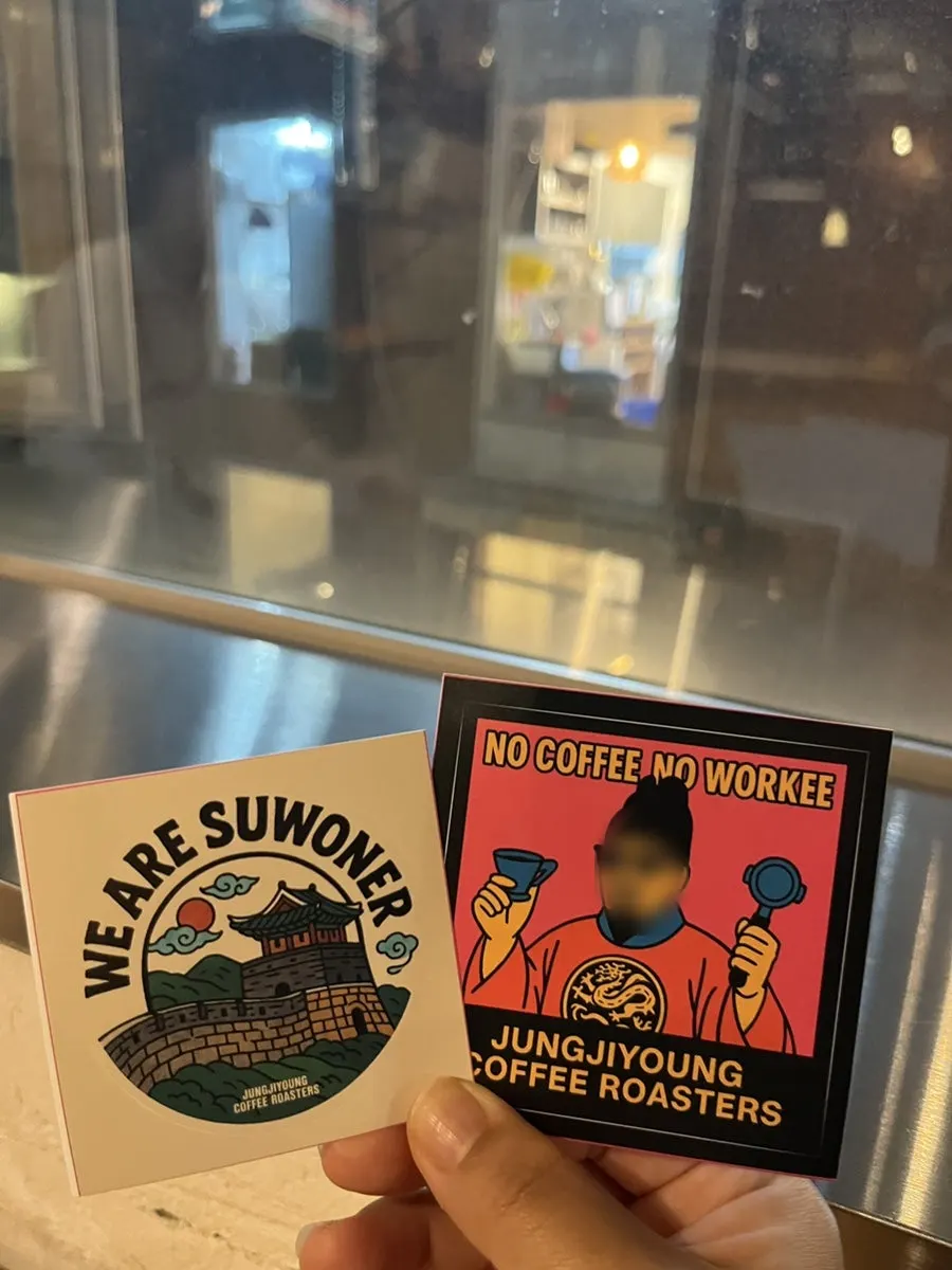 Suwon sticker given with a coffee order