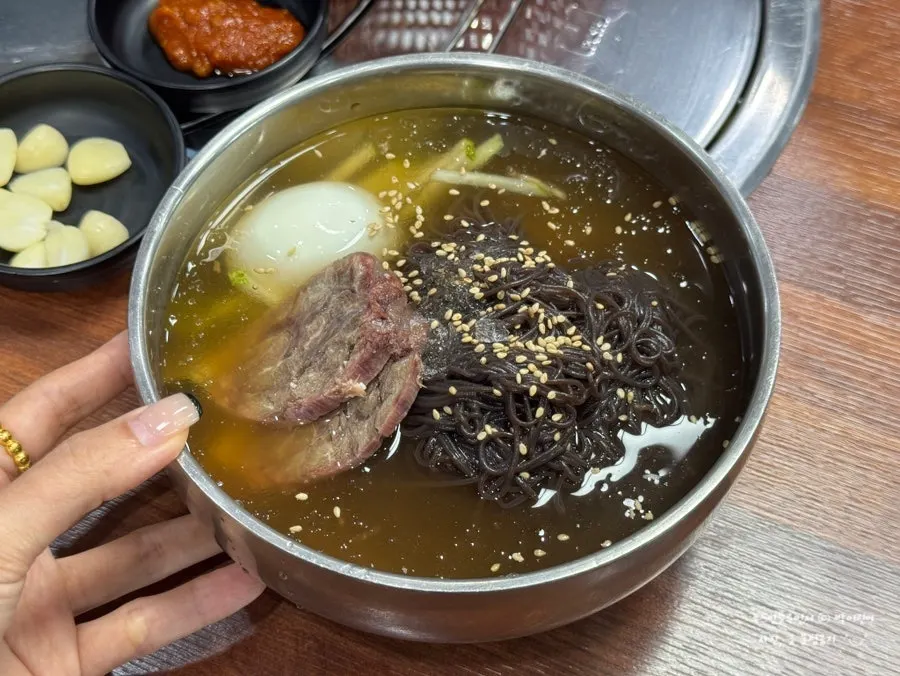 Mul naengmyeon served with the lunch dishes