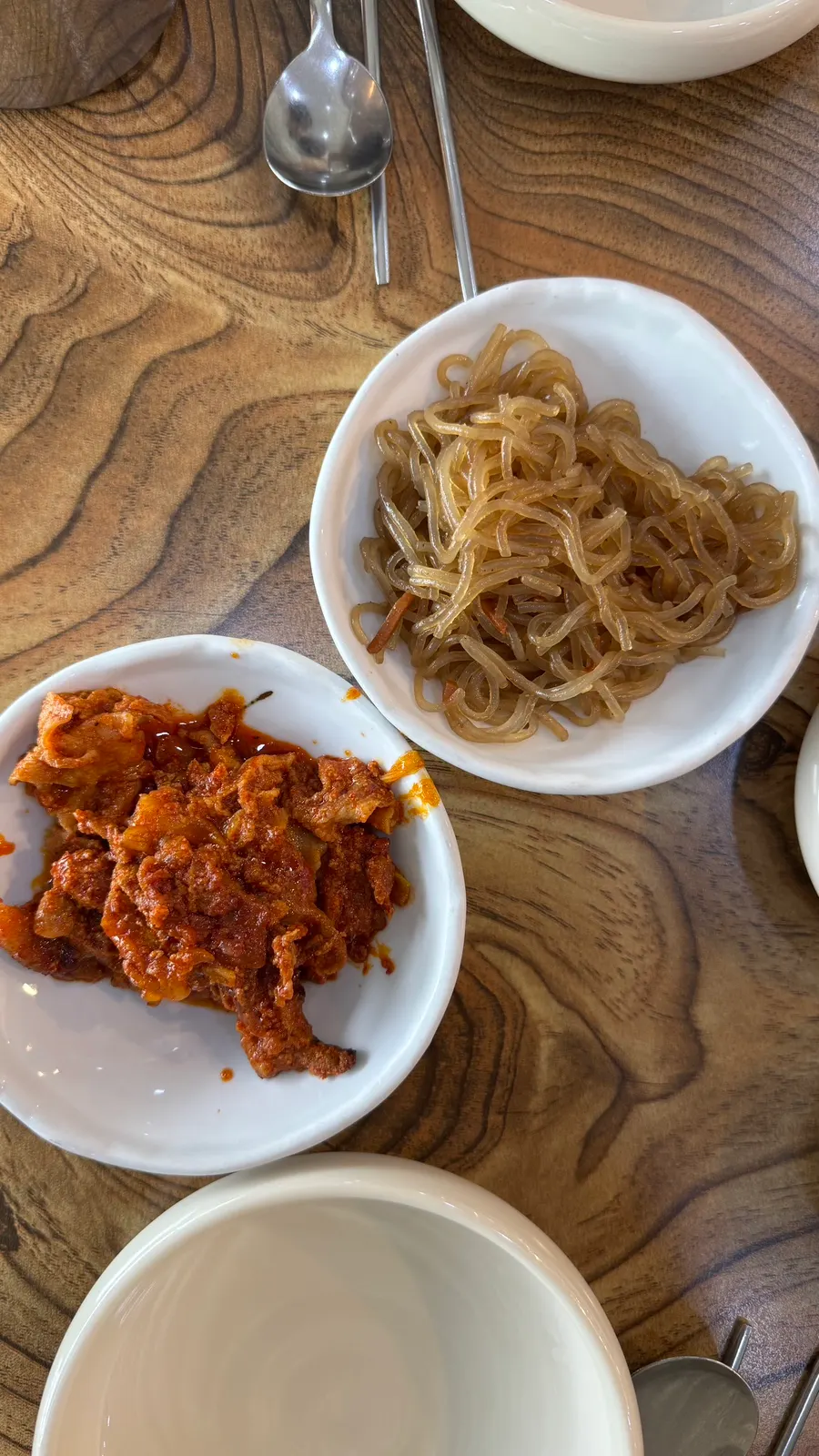 Pork bulgogi and japchae at the self-serve bar