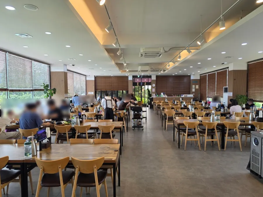Restaurant interior with generously spaced tables