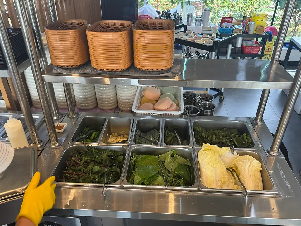 Various side dishes at the self-serve bar