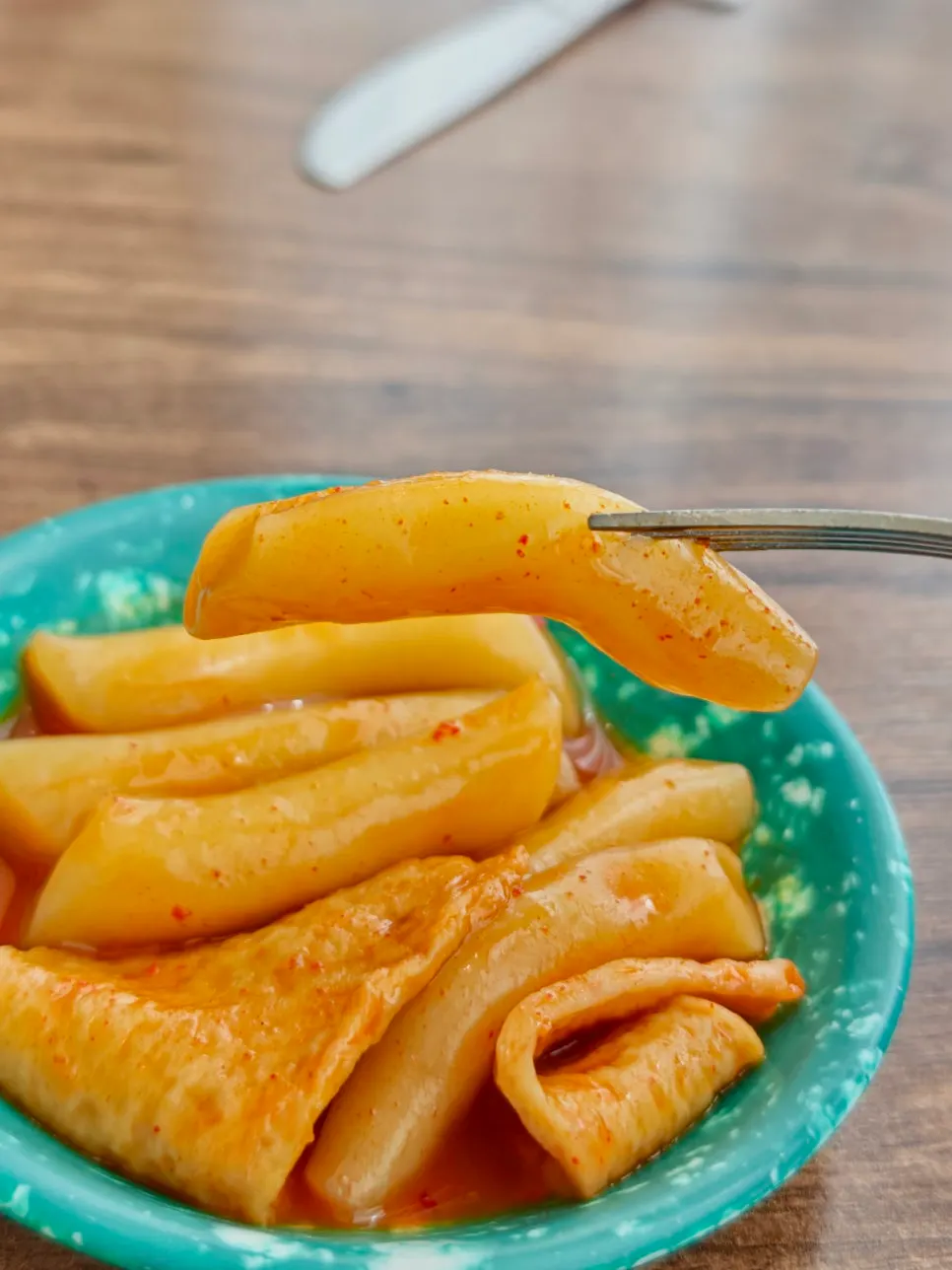 A bowl of tteokbokki served free before the meal