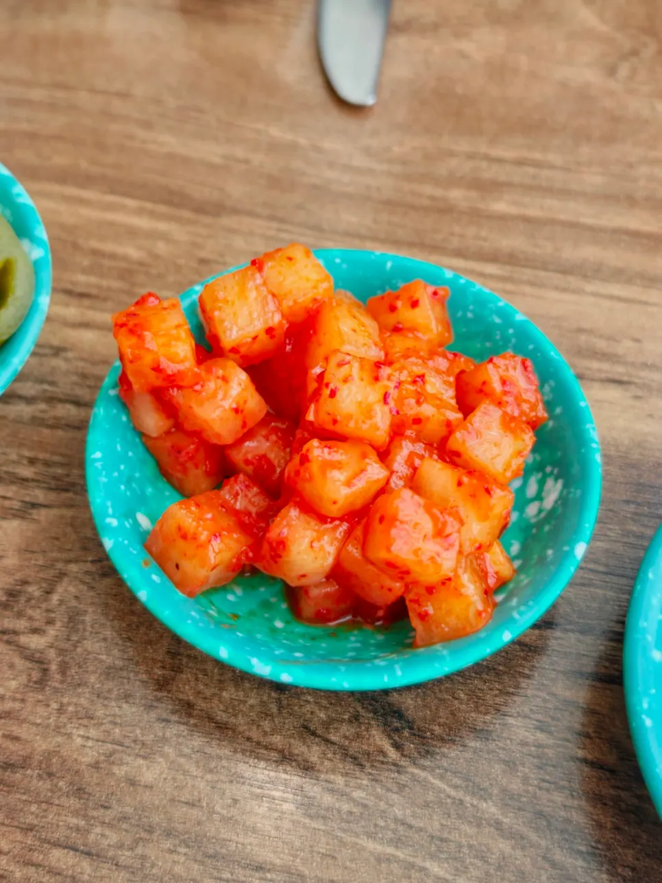 Kimchi side dish served with the Western-style meal