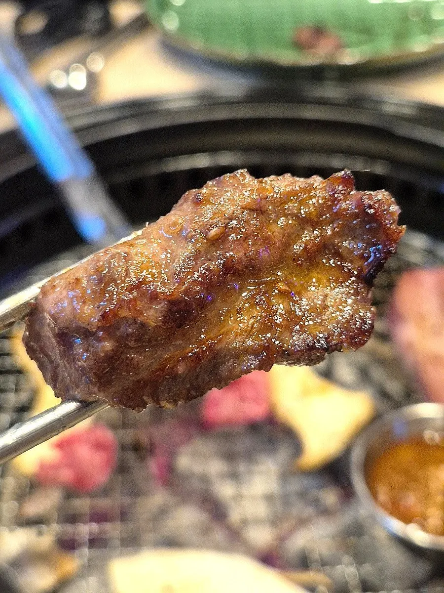 Beef short rib grilled golden brown without burning