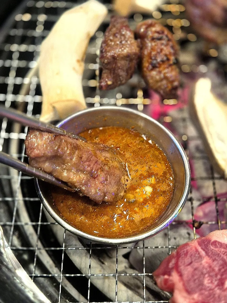 Beef short rib dipped in anchovy jeotgal sauce