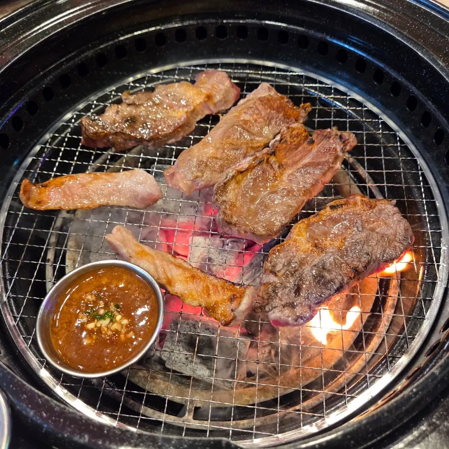 Iberico meat on the charcoal grill