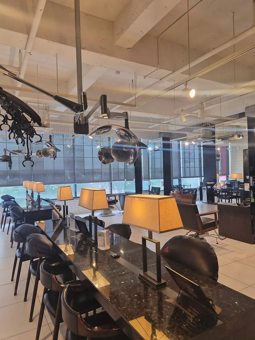 Café-like interior of the salon