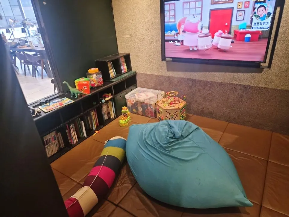 Kids' play area set up in one corner