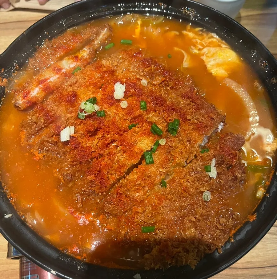 Egg roll from the stir-fried kimchi side