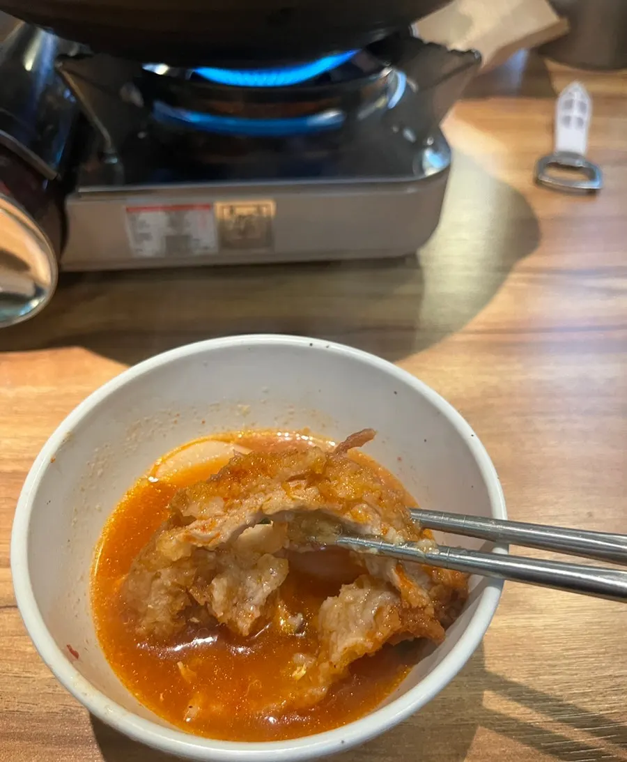 Broth of the nabe with aged kimchi