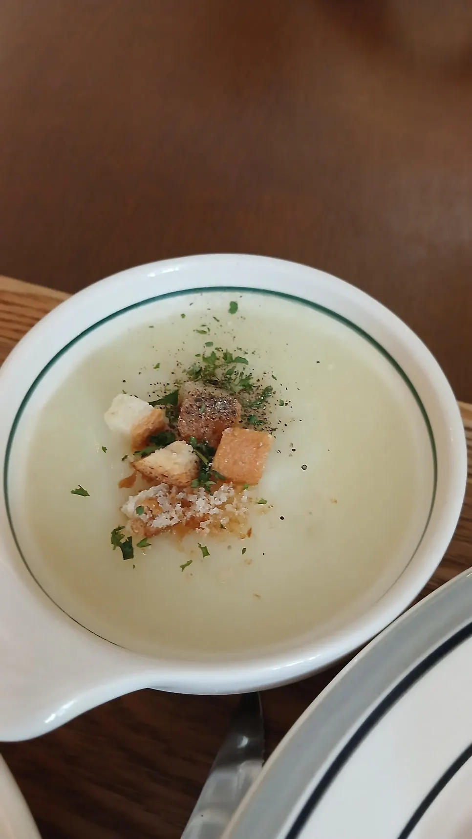 Potato cream soup and the meal set