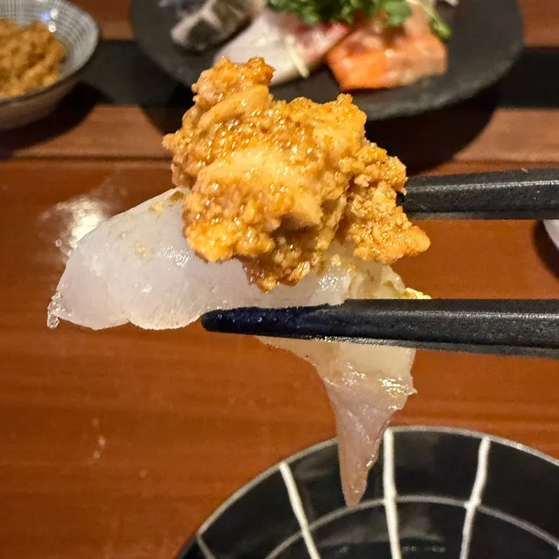 Generous portion of anago liver on Kaken's sashimi platter