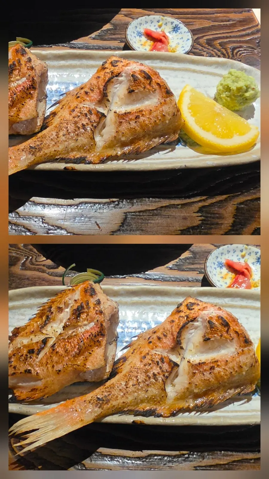 Golden brown grilled fish from Kaken