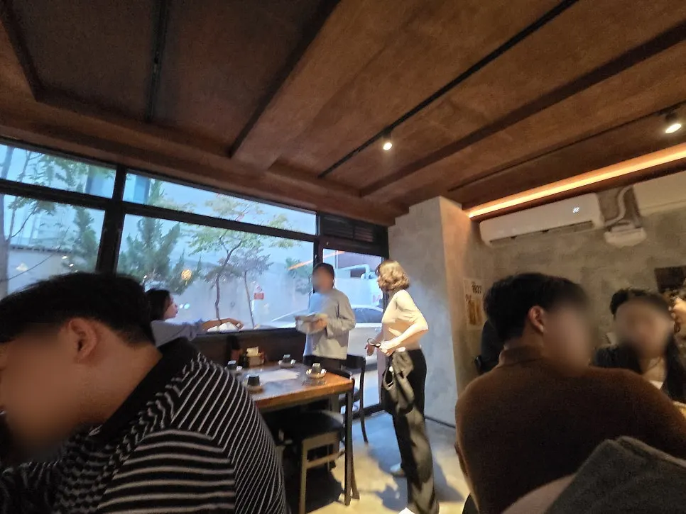 Kaken's bar seats and open kitchen