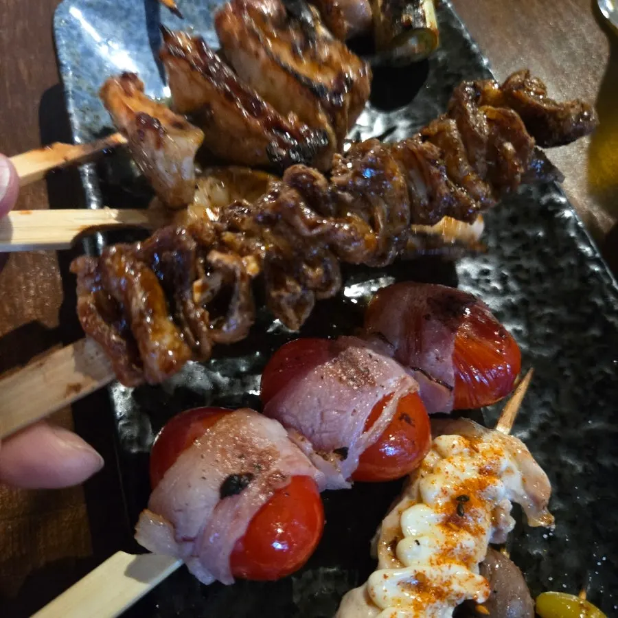 Chicken skin skewer