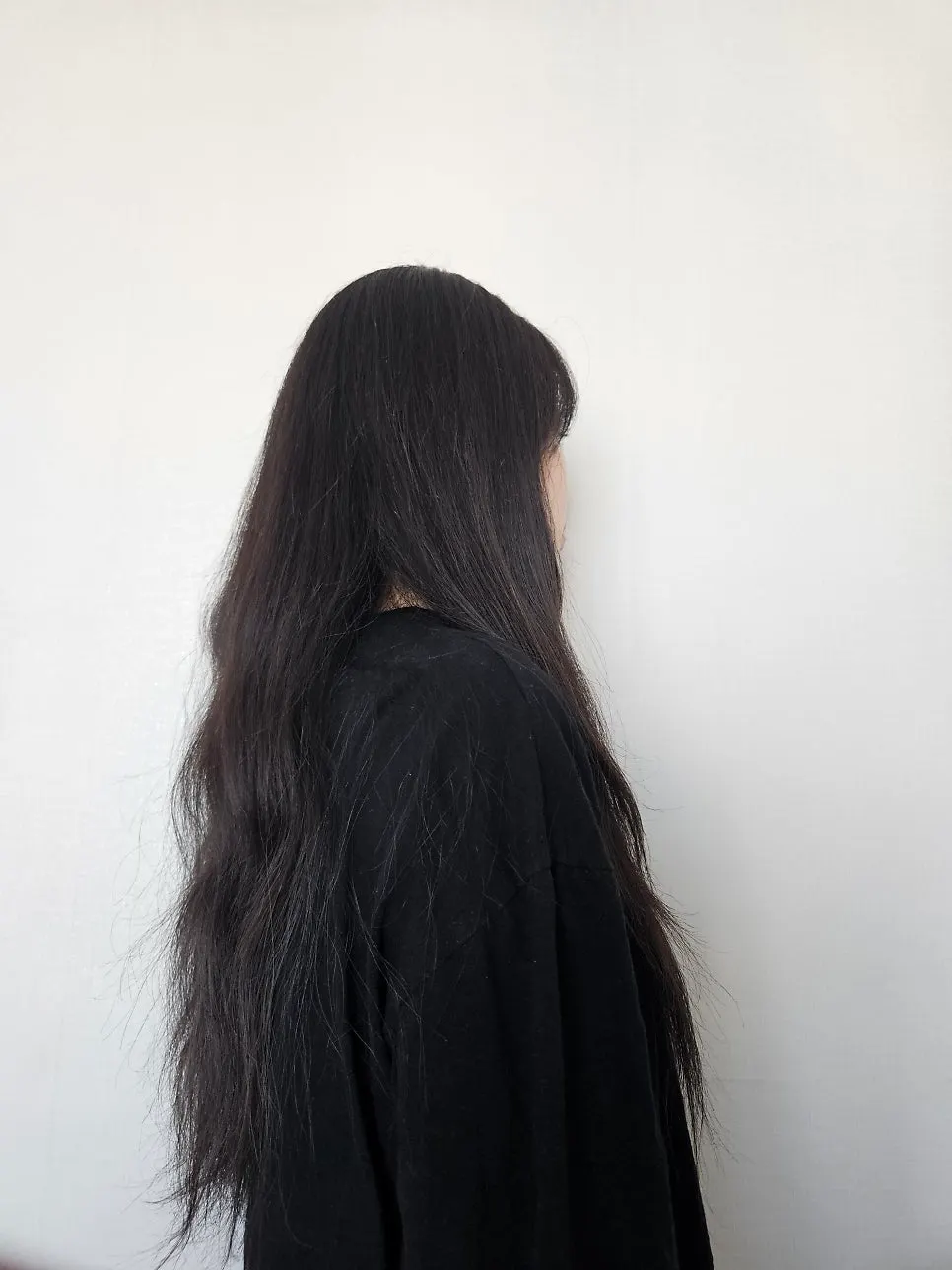 Before photo showing damaged hair condition