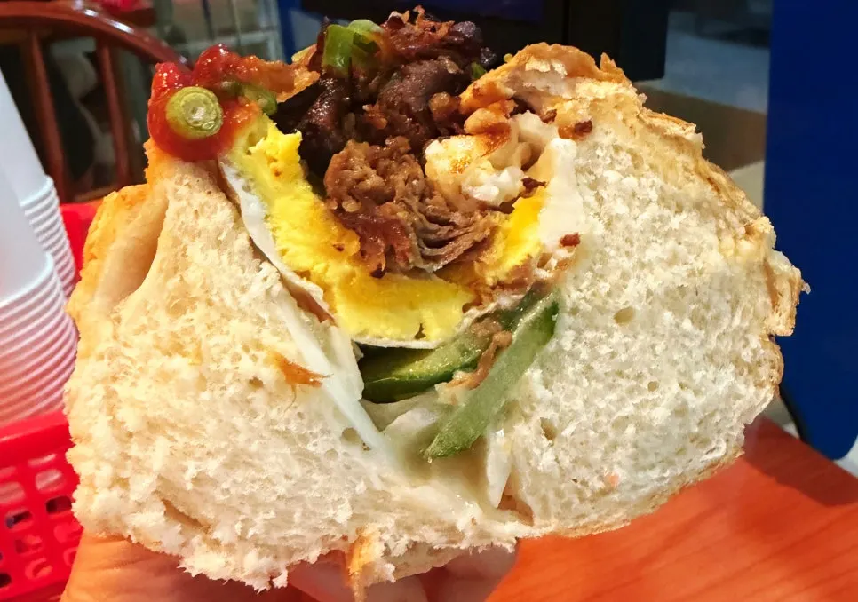Pho and bánh mì served with pickled onions