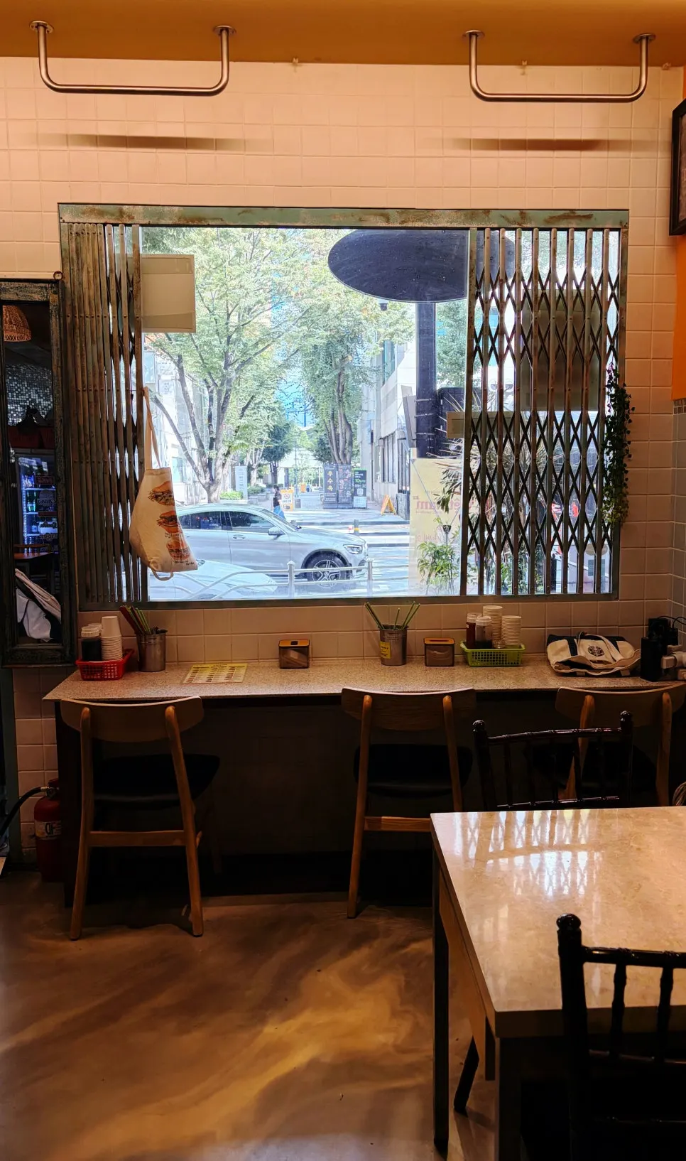 Window seat with metal security bars