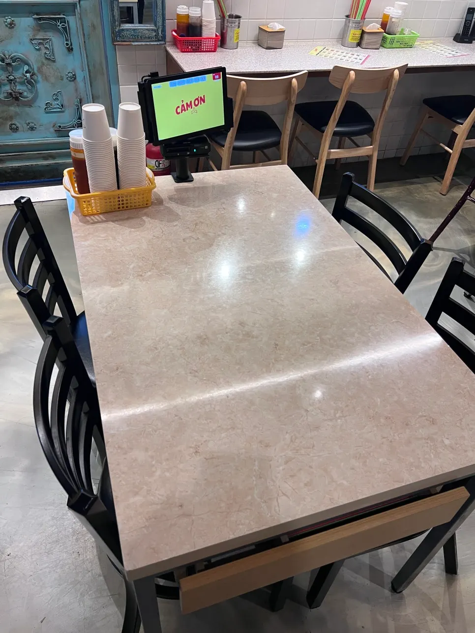4-person table where I sat with the kids at Kkamon