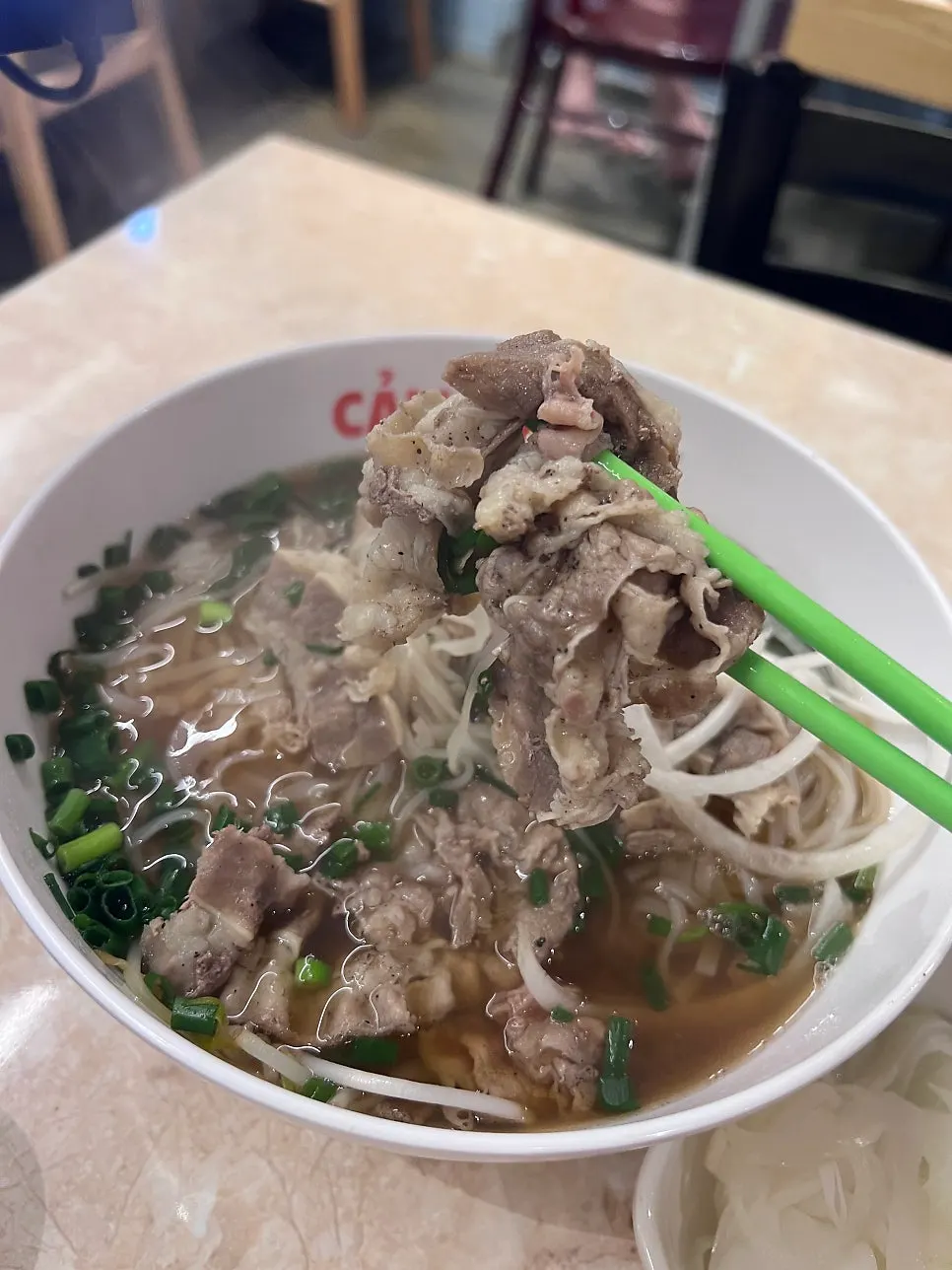Pho noodles loaded with meat
