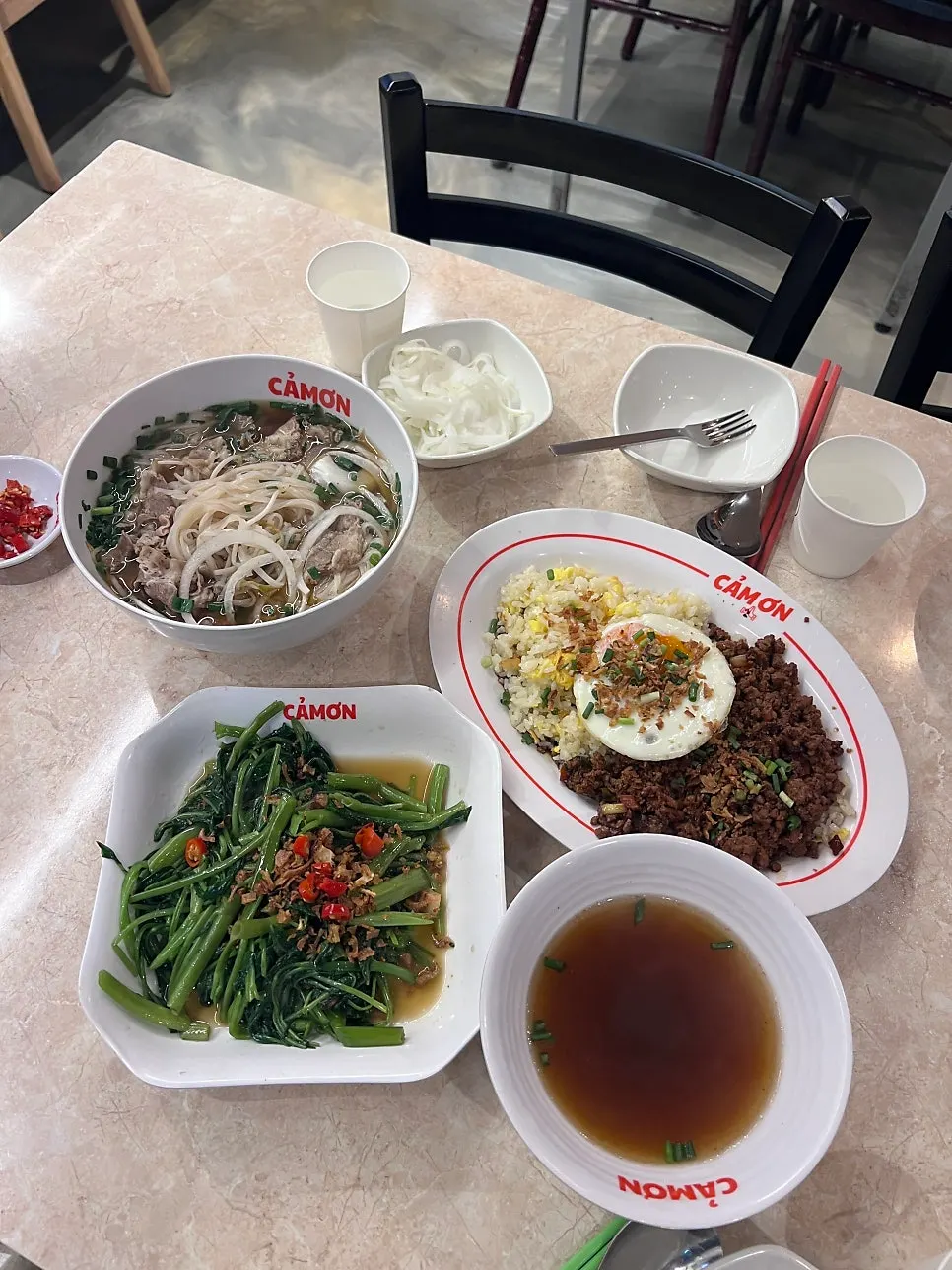 Table spread at Kkamon, completely cleaned up