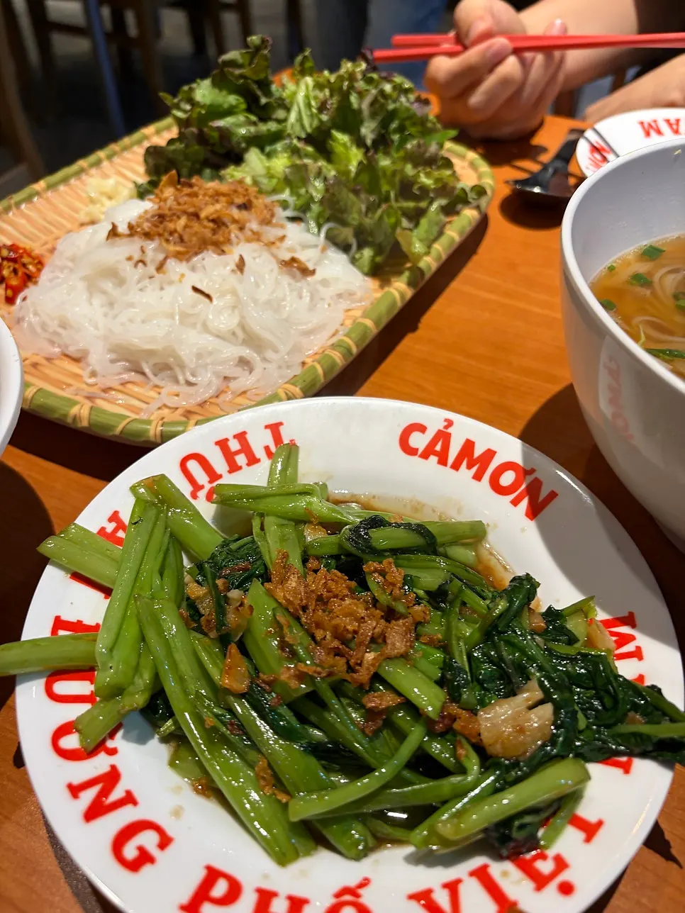 Bún chả dipping sauce and noodles
