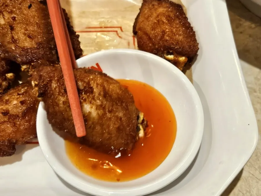 Four freshly fried shrimp balls