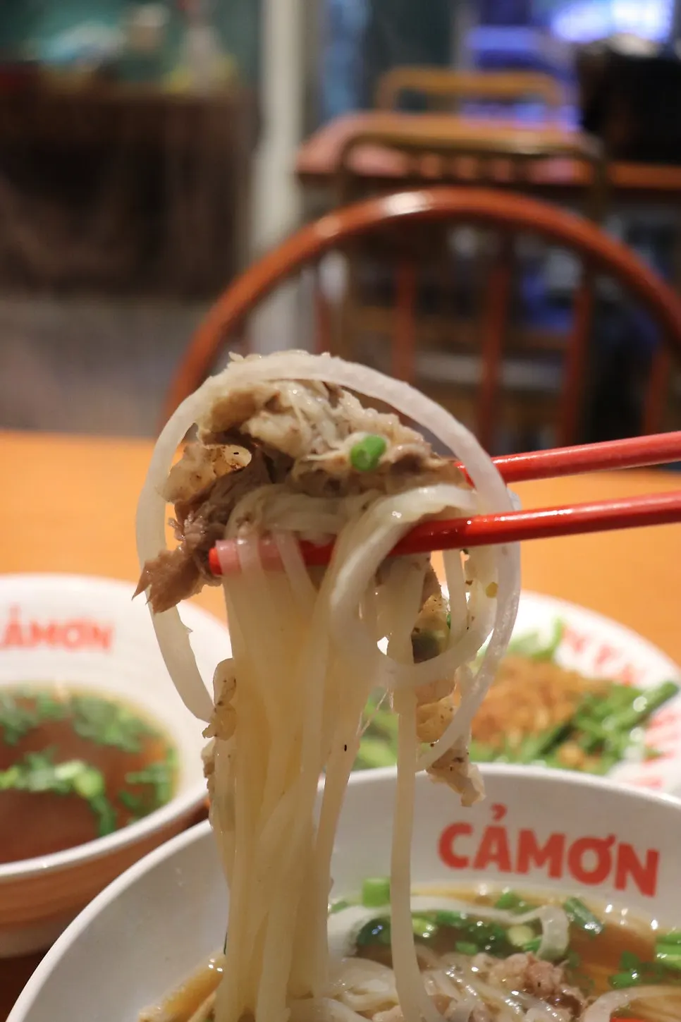 Pickled onions from the self-serve bar with pho
