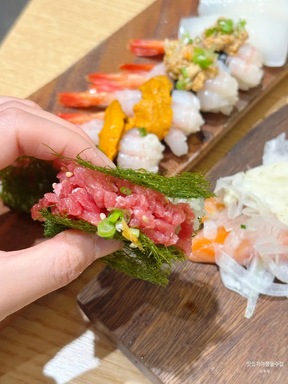 Ganghan Sushi's beef tartare gimtae sushi